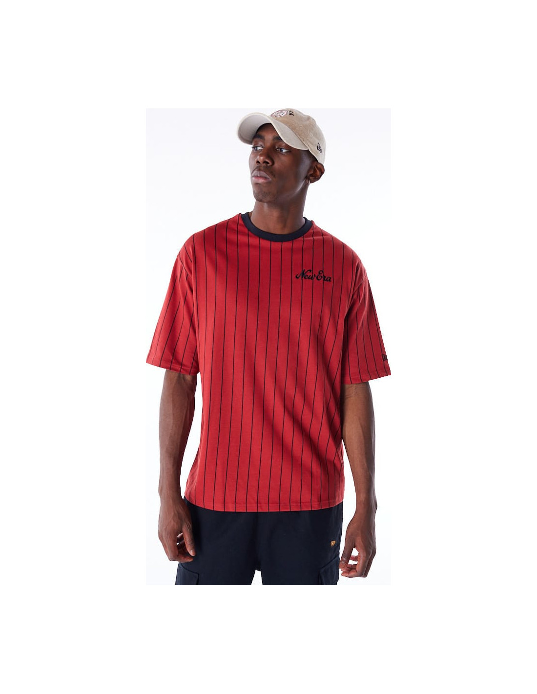 NE PINSTRIPE OS TEE NEWERA INRBLK