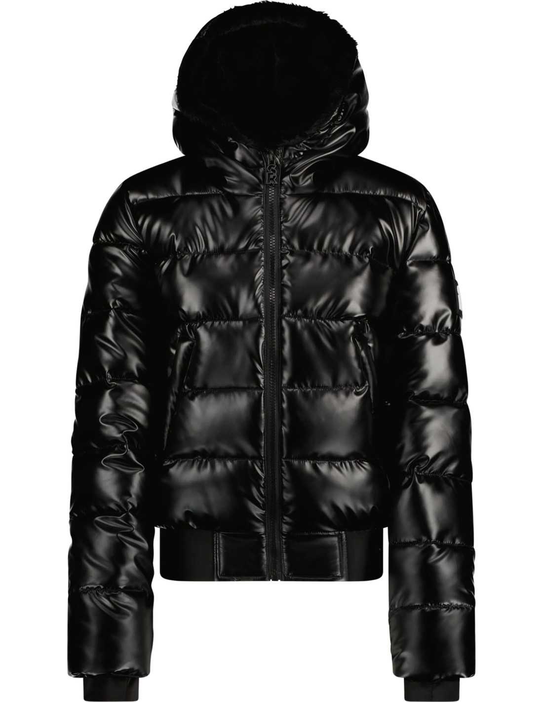 FUNK GIRLS METALLIC BOMBER JACKET, FUR IN HOOD, ELASTIC TAPE