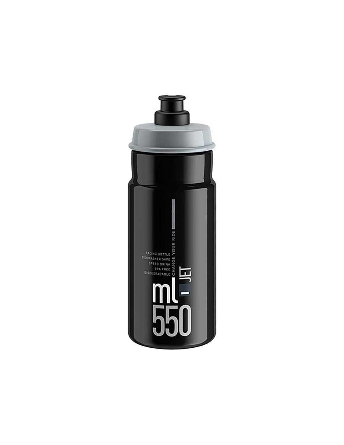 BIDON ELITE JET NEGRO LOGO GRIS 550 ML