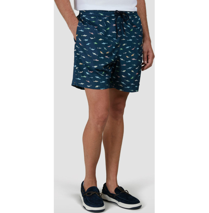 SAVE THE SEA SWIM SHORT WITH SHARK PRINT