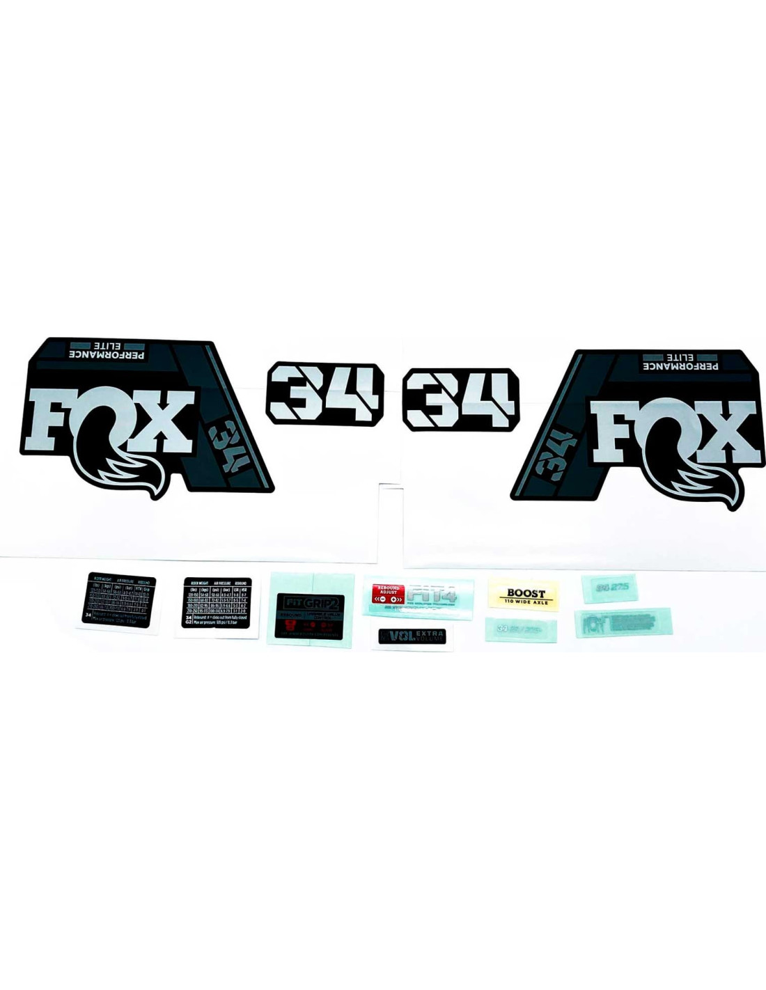 ADHESIVO FOX 34 P-SE GRIS PARA HORQUILLA NEGRA MATE