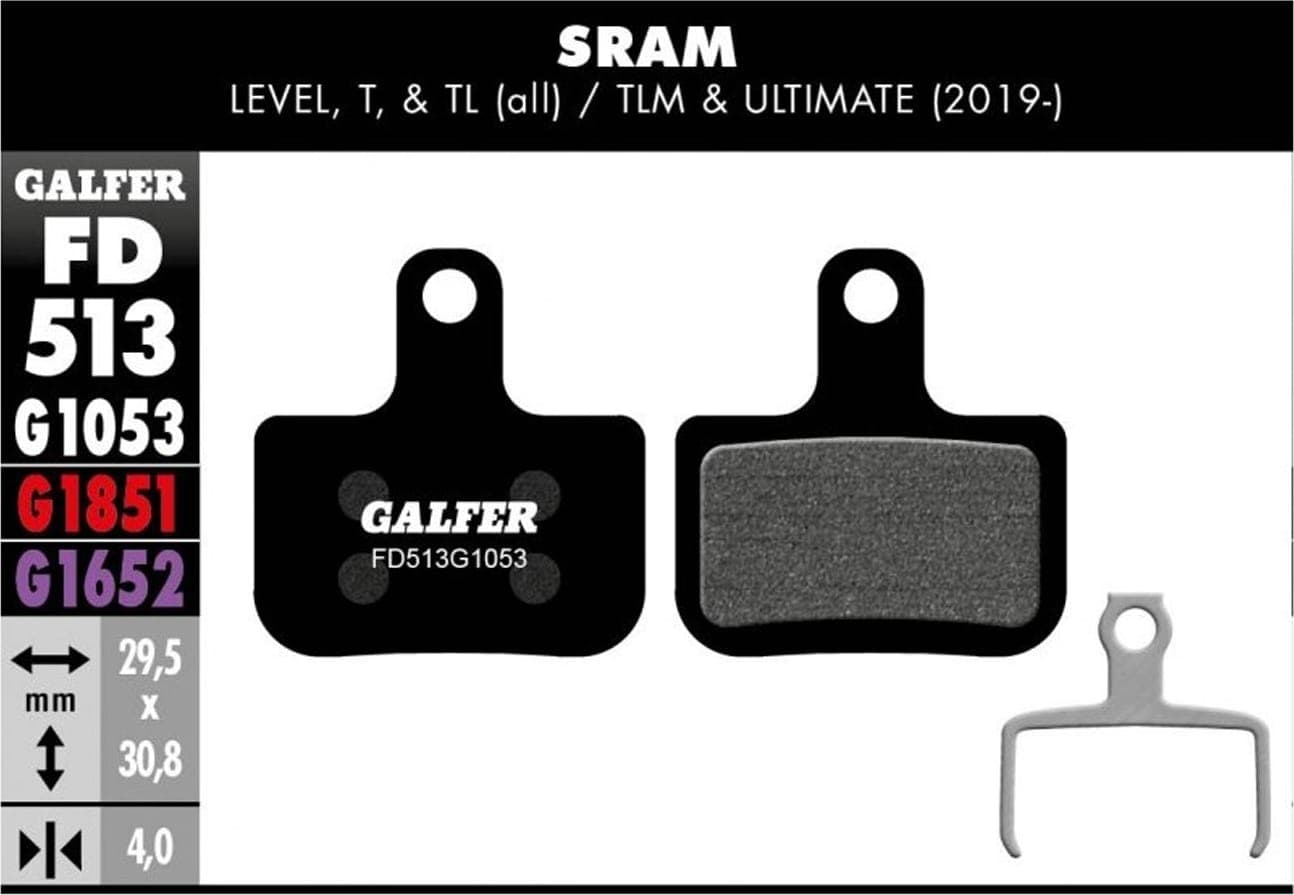 Brake and Lever GALFER MTB BRAKE PAD SRAM LEVEL, T, TL - FD513G